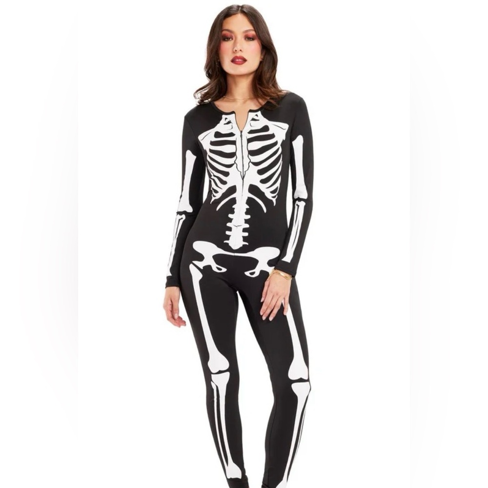 Tipsy Elves Black and White Skeleton Jumpsuit